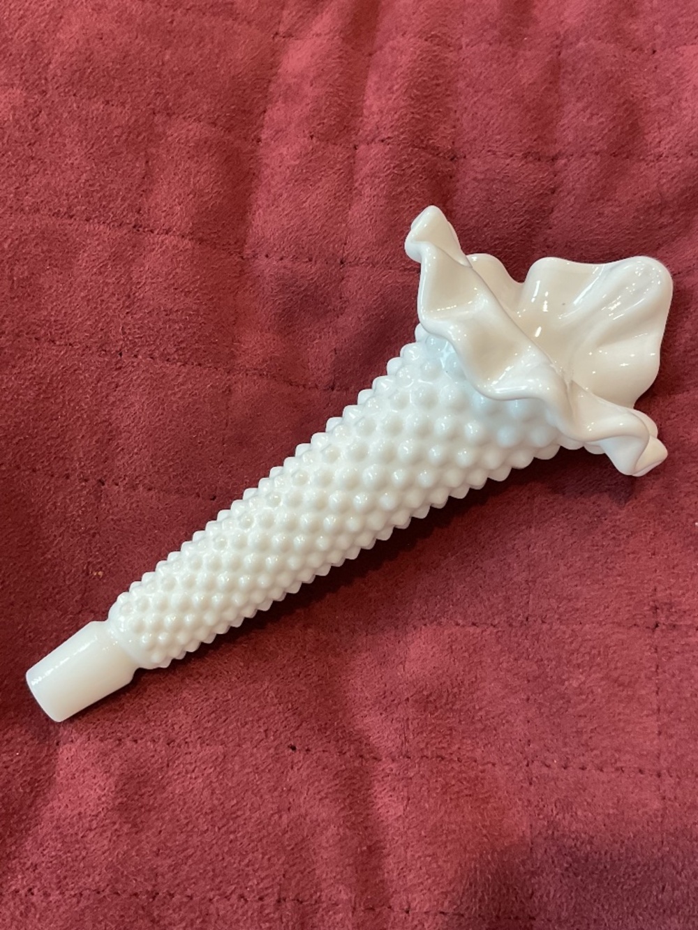 Fenton Hobnail Milk Glass Epergne Horn/Vase/Trumpet